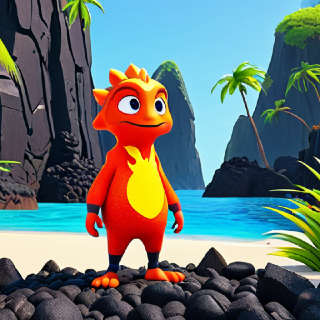 라바의 입체적인 스토리 구성 - Simple Lava Character in a Detailed Environment**

"A cute, animated Lava character, fully clothed, ...