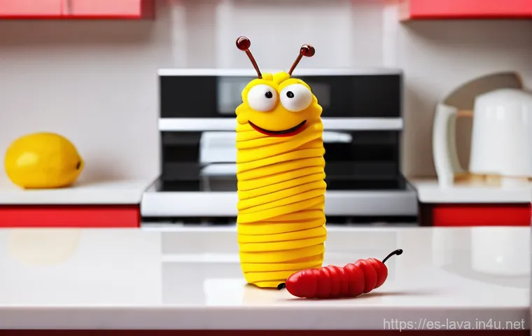 라바와 관련된 가장 인기 있는 밈 - **Prompt:** "A highly detailed 3D animated scene of the Red Larva from 'Larva' on a slightly dusty w...