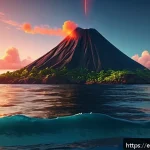라바와 유사한 애니메이션 비교 - A heartwarming animated scene inspired by the short film "Lava," featuring two anthropomorphic volca...
