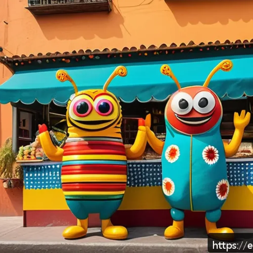 라바 해외 더빙의 특징 - A colorful and lively scene featuring two cartoon insect characters inspired by the style of Larva, ...