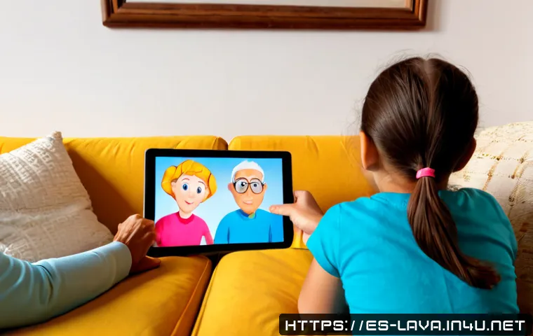라바 시즌6과 이전 시즌 비교 - Photorealistic family living room in a Spanish apartment, grandparents and children comparing two ta...